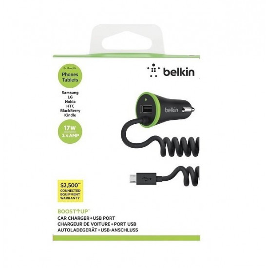 Belkin Boost Up + microUSB Cable Black car charger Belkin Boost Up + microUSB Cable Black car charger