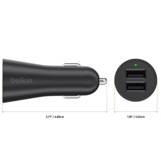 Belkin Metallic Dual USB Black car charger Belkin Metallic Dual USB Black car charger