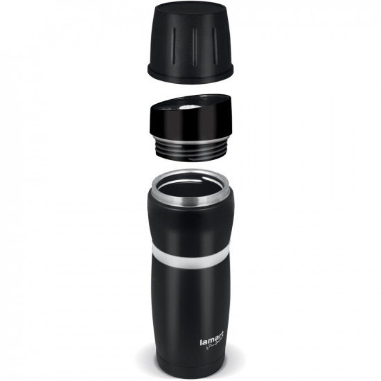 Lamart thermos black with a white band of 0.48 l (LT4052) Lamart thermos black with a white band of 0.48 l (LT4052)