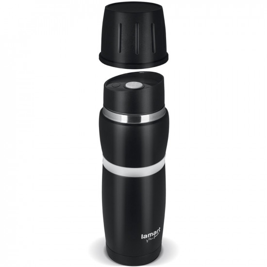 Lamart thermos black with a white band of 0.48 l (LT4052) Lamart thermos black with a white band of 0.48 l (LT4052)