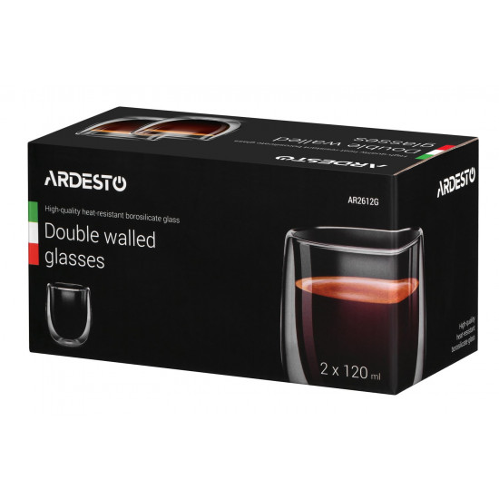 A set of cups Ardesto with double walls for an americana, 120 ml, 2 pieces (AR2612G) A set of cups Ardesto with double walls for an americana, 120 ml, 2 pieces (AR2612G)