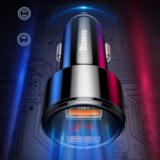 Автомобильное ЗУ Baseus Magic Series Dual QC 2x3.0, display, red Автомобильное ЗУ Baseus Magic Series Dual QC 2x3.0, display, red