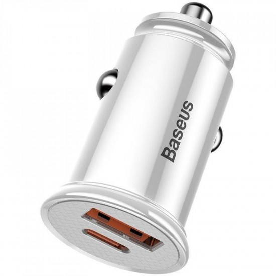 Автомобильное ЗУ Baseus Circular USB, Type-C PD3.0, QC4.0, white Автомобильное ЗУ Baseus Circular USB, Type-C PD3.0, QC4.0, white