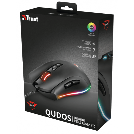 Ігрова миша Trust GXT 900 Qudos RGB Gaming RGB BLACK (23400_TRUST) Ігрова миша Trust GXT 900 Qudos RGB Gaming RGB BLACK (23400_TRUST)