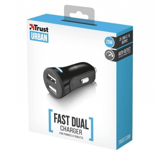 Автомобильное ЗУ TRUST 20W Car Charger with 2 USB port Автомобильное ЗУ TRUST 20W Car Charger with 2 USB port