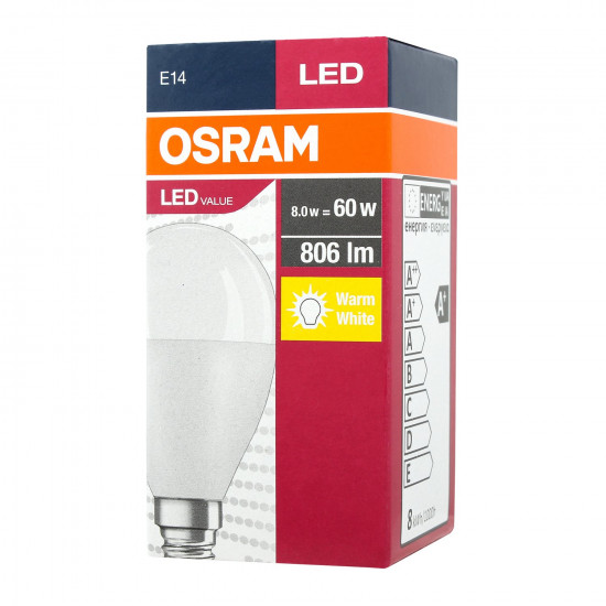 Лампа светодиодная OSRAM LED Value P60 шарик 7W 806Lm 2700K E14 Лампа светодиодная OSRAM LED Value P60 шарик 7W 806Lm 2700K E14