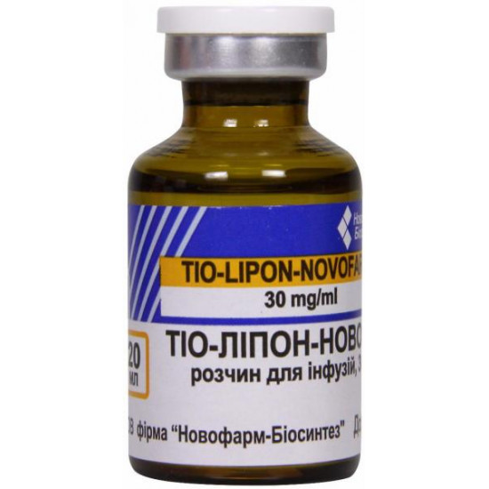 Tio-Lipon-Novofarm solution, 30 mg/ml, on 20 ml in bottles, 5 pieces. Tio-Lipon-Novofarm solution, 30 mg/ml, on 20 ml in bottles, 5 pieces.