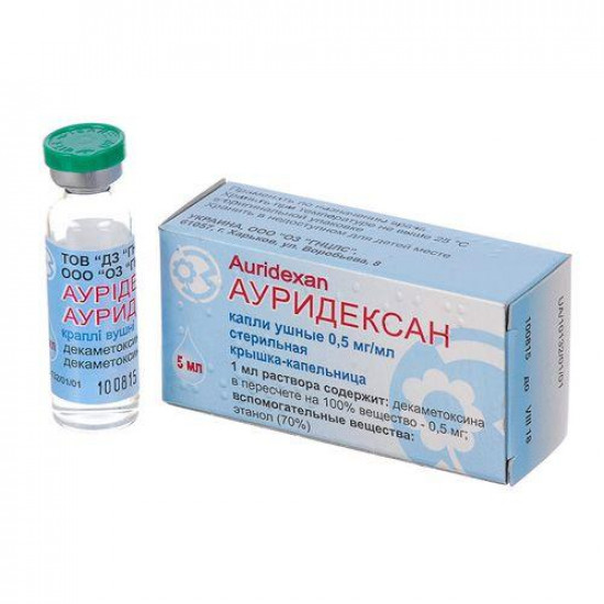 Aurideksan of a drop of 0.5 mg/ml, 5 ml Aurideksan of a drop of 0.5 mg/ml, 5 ml