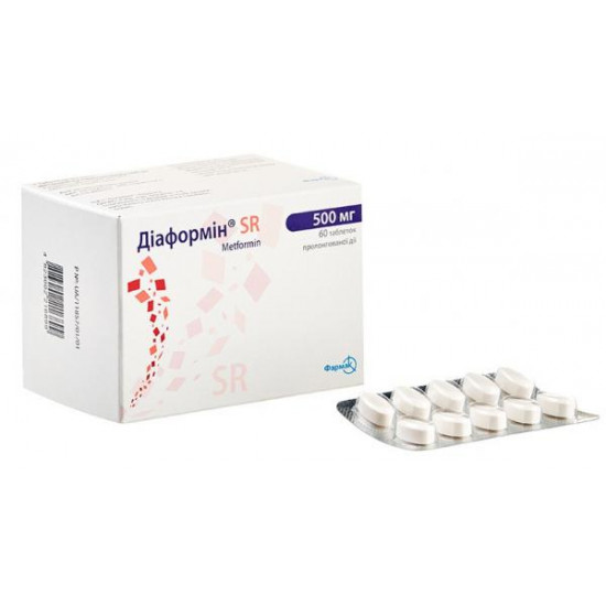 Diaformin of a SR tablet on 500 mg, 60 pieces. Diaformin of a SR tablet on 500 mg, 60 pieces.