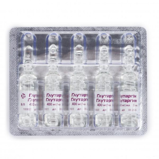 Glutargin powder for preparation of solution for infusions of 40%, 10 ampoules on 5 ml Glutargin powder for preparation of solution for infusions of 40%, 10 ampoules on 5 ml