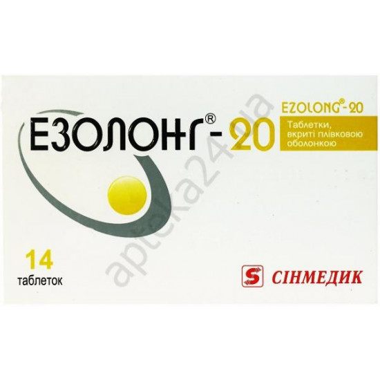 Ezolong tablets on 20 mg, 14 pieces. Ezolong tablets on 20 mg, 14 pieces.