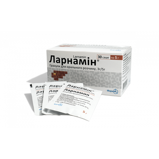 Larnamin of a granule for oral solution in a sachet on 3 g / 5, 30 pieces. Larnamin of a granule for oral solution in a sachet on 3 g / 5, 30 pieces.