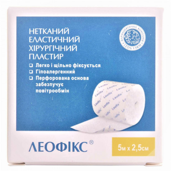 Леофикс пластырь нетканный эластичный 5м х 2,5см Леофикс пластырь нетканный эластичный 5м х 2,5см