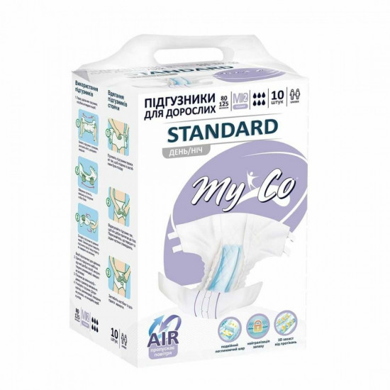 MyCo STANDARD Medium diapers size 2 (80-125 cm), 10 pieces. MyCo STANDARD Medium diapers size 2 (80-125 cm), 10 pieces.