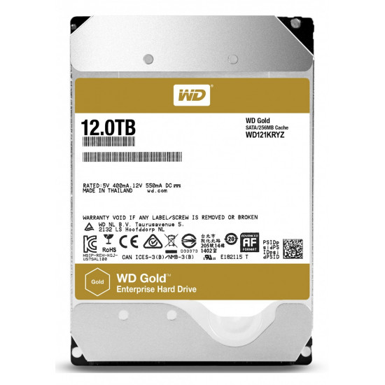 Hard drive internal WD 12TB 256MB 7200RPM 3.5'' SATA III Gold (WD121KRYZ) Hard drive internal WD 12TB 256MB 7200RPM 3.5'' SATA III Gold (WD121KRYZ)