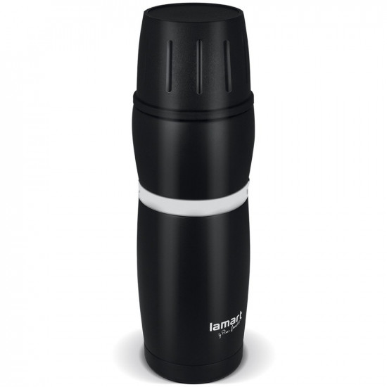 Lamart thermos black with a white band of 0.48 l (LT4052) Lamart thermos black with a white band of 0.48 l (LT4052)