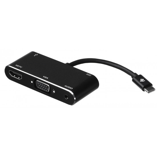 Адаптер 2E Type C to USB 3.0+AUX+HDMI+VGA+USB Type C, 0.15m, black Адаптер 2E Type C to USB 3.0+AUX+HDMI+VGA+USB Type C, 0.15m, black
