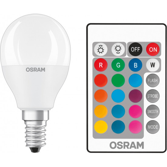 Lamp LED OSRAM LED STAR E14 5.5-40W 2700K+RGB 220V P45 remote control panel Lamp LED OSRAM LED STAR E14 5.5-40W 2700K+RGB 220V P45 remote control panel