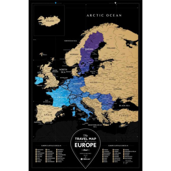 Скретч карта 1DEA.me Travel Map Black Europe (BE) Скретч карта 1DEA.me Travel Map Black Europe (BE)
