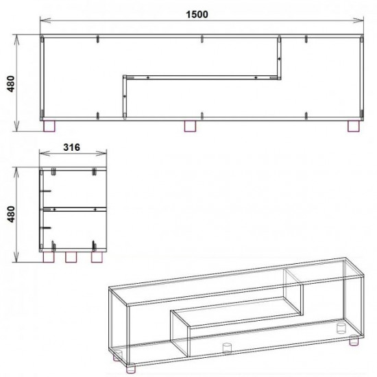 TV stand-2 MG-4 Companit Oak sonoma/Nymphea alba TV stand-2 MG-4 Companit Oak sonoma/Nymphea alba