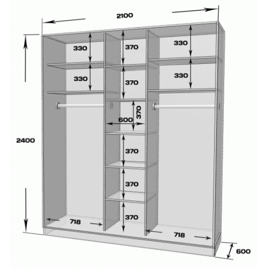Sliding wardrobe MILERI 3-door 210x240x60 (3 mirrors) Wenge magic (1978219) Sliding wardrobe MILERI 3-door 210x240x60 (3 mirrors) Wenge magic (1978219)