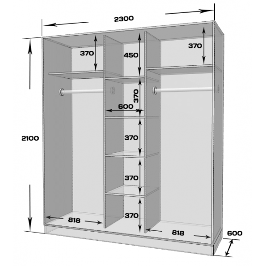 Sliding wardrobe MILERI 3-door 230x210x60 (3 mirrors) Sonoma Oak (1978440) Sliding wardrobe MILERI 3-door 230x210x60 (3 mirrors) Sonoma Oak (1978440)