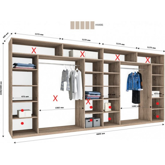 Sliding wardrobe HOUSE N4486 Sonoma oak truffle Mirror 480x60x240 Sliding wardrobe HOUSE N4486 Sonoma oak truffle Mirror 480x60x240