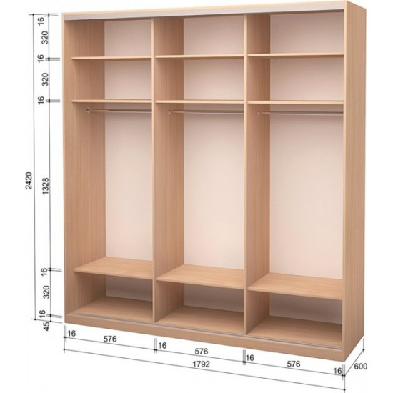 Шкаф-купе трехдверный Roko 179.2x242x60 см Зеркало Дуб молочный (20200024390) Шкаф-купе трехдверный Roko 179.2x242x60 см Зеркало Дуб молочный (20200024390)