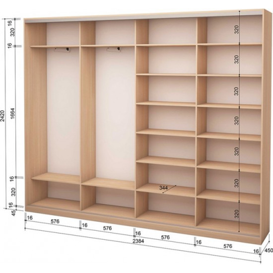 Four-door wardrobe Roko 238.4x242x45 cm chipboard + Mirror Milky oak (20200025257) Four-door wardrobe Roko 238.4x242x45 cm chipboard + Mirror Milky oak (20200025257)