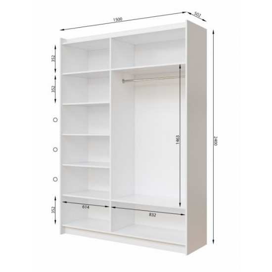 Sliding wardrobe VitalMebli VT 156 two-door 1500x550x2400 mm doors mirror graphite with pattern Sliding wardrobe VitalMebli VT 156 two-door 1500x550x2400 mm doors mirror graphite with pattern