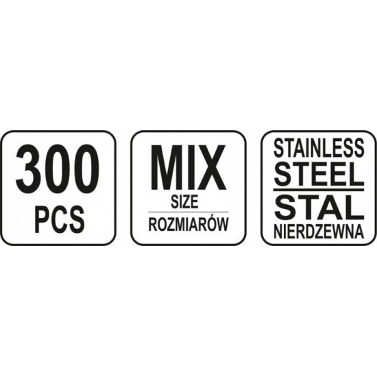 Set of 300 pcs YATO Stainless Hex Nuts (06773) Set of 300 pcs YATO Stainless Hex Nuts (06773)