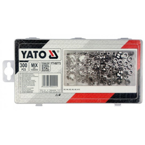 Set of 300 pcs YATO Stainless Hex Nuts (06773) Set of 300 pcs YATO Stainless Hex Nuts (06773)