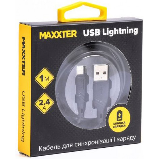 Кабель Maxxter USB - Lightning 1 м Black (UB-L-USB-02-1m) Кабель Maxxter USB - Lightning 1 м Black (UB-L-USB-02-1m)
