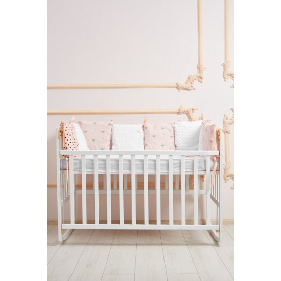 Children's bed crib GOYDA AMELIA with movable sidewall, arches and wheels (600*1200mm), white Children's bed crib GOYDA AMELIA with movable sidewall, arches and wheels (600*1200mm), white