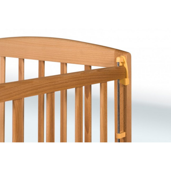 Children's bed crib GOYDA AMELIA with movable sidewall, arches and wheels (600*1200mm), white Children's bed crib GOYDA AMELIA with movable sidewall, arches and wheels (600*1200mm), white
