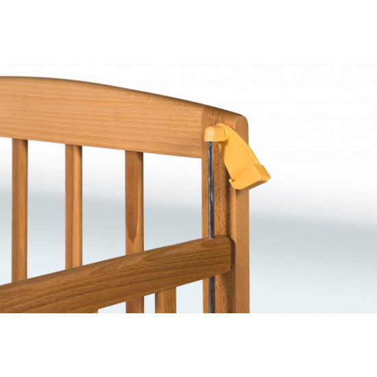 Children's bed crib GOYDA AMELIA with movable sidewall, arches and wheels (600*1200mm), white Children's bed crib GOYDA AMELIA with movable sidewall, arches and wheels (600*1200mm), white