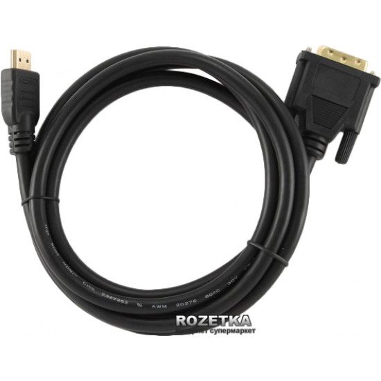 Кабель Cablexpert HDMI - DVI 18+1pin 1.8 м (CC-HDMI-DVI-6) Кабель Cablexpert HDMI - DVI 18+1pin 1.8 м (CC-HDMI-DVI-6)