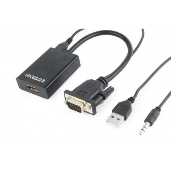  Адаптер Cablexpert (A-VGA-HDMI-01) VGA-HDMI, со звуком, 0.15м, черный