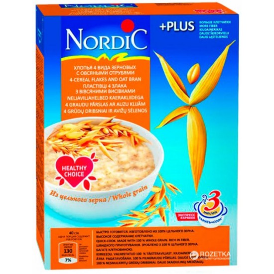 Хлопья NordiC 4 вида зерновых с овсяными отрубями 600 г (6416597838508) Хлопья NordiC 4 вида зерновых с овсяными отрубями 600 г (6416597838508)