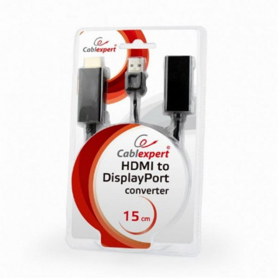  Адаптер Cablexpert (DSC-HDMI-DP), HDMI - DisplayPort - USB, 0.15м, черный