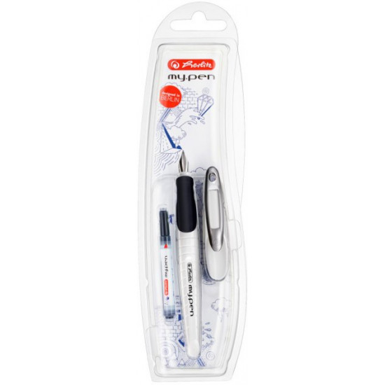 Fountain pen for right-handed Herlitz My.Pen White-Black Blue White body (10999738) Fountain pen for right-handed Herlitz My.Pen White-Black Blue White body (10999738)