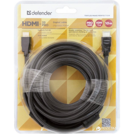  Цифровой кабель Defender HDMI-33PRO HDMI M-M, ver1.4 10 м (87435)