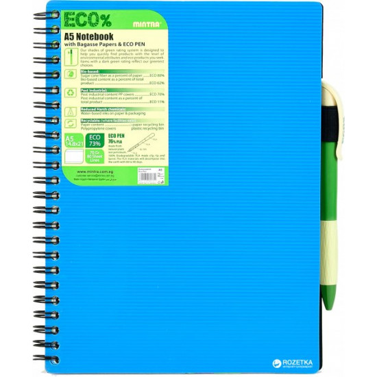 Notepad Mintra Eco Pen A5 checkered 80 sheets Blue (985454) Notepad Mintra Eco Pen A5 checkered 80 sheets Blue (985454)