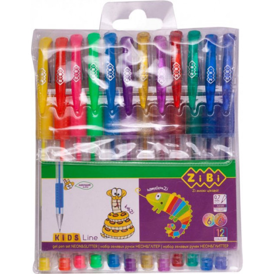 Set of gel pens 12 pcs ZiBi Neon-Glitter 12 colors (ZB.2204-99) Set of gel pens 12 pcs ZiBi Neon-Glitter 12 colors (ZB.2204-99)