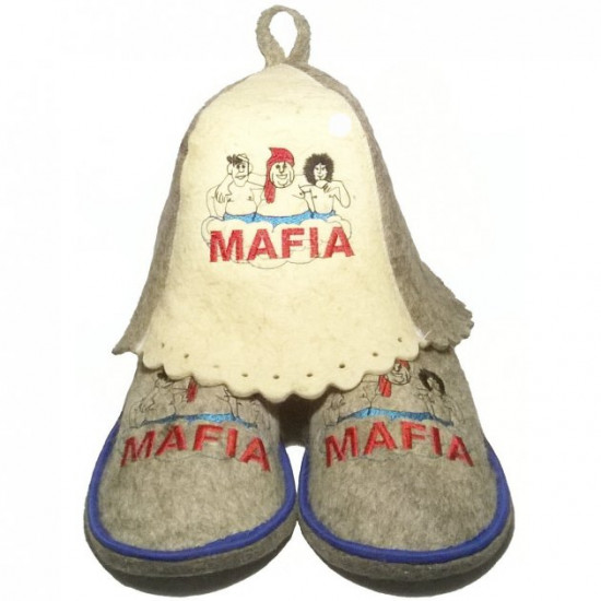 Bath and sauna set Unomag Mafia hat slippers 43-44 in a package Bath and sauna set Unomag Mafia hat slippers 43-44 in a package