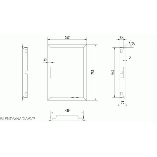 Kratki steel frame for NADIA 9 (double-sided door fastening) Kratki steel frame for NADIA 9 (double-sided door fastening)