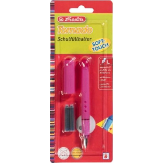 Left-handed fountain pen Herlitz Tornado L Pink Blue Pink body (8621377P) Left-handed fountain pen Herlitz Tornado L Pink Blue Pink body (8621377P)