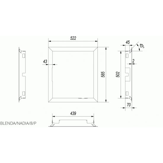Kratki steel frame for NADIA 8 (double-sided door fastening) Kratki steel frame for NADIA 8 (double-sided door fastening)