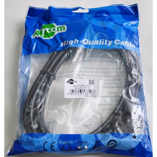 Кабель Atcom DVI - HDMI 2 Ferite 3 м Black (3810) Кабель Atcom DVI - HDMI 2 Ferite 3 м Black (3810)