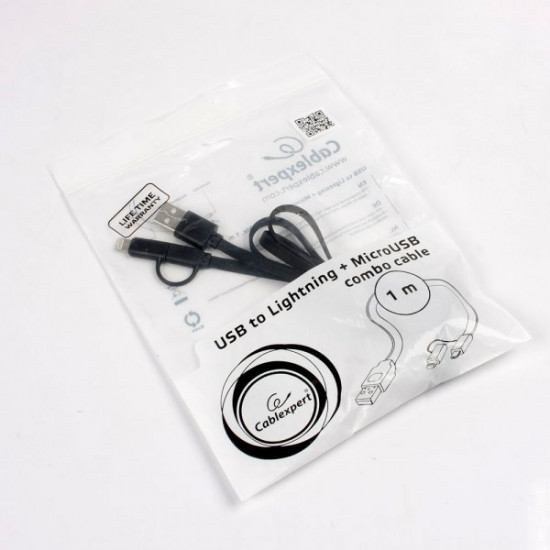 Кабель Cablexpert USB - Apple Lightning/MicroUSB 1 м Black (CC-USB2-AMLM2-1M) Кабель Cablexpert USB - Apple Lightning/MicroUSB 1 м Black (CC-USB2-AMLM2-1M)